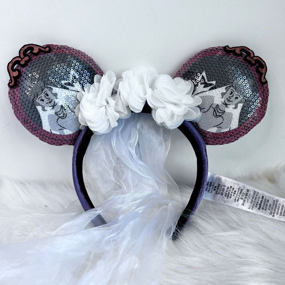 NEW Ghost Bride Ears with Veil Headband The Haunted Mansion NWT Disney Minnie